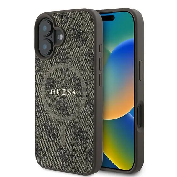 Etui Guess hardcase 4G Ring Classic Logo MagSafe iPhone 16 Plus Brązowy