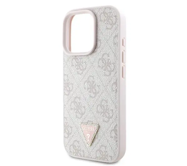 Guess Leather 4G Triangle Strass do iPhone 16 Pro Max Różowy