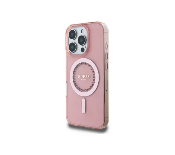 Guess IML Rhinestones MagSafe do iPhone 16 Pro Max Różowy