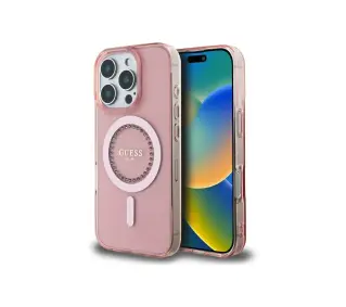 Guess IML Rhinestones MagSafe do iPhone 16 Pro Max Różowy