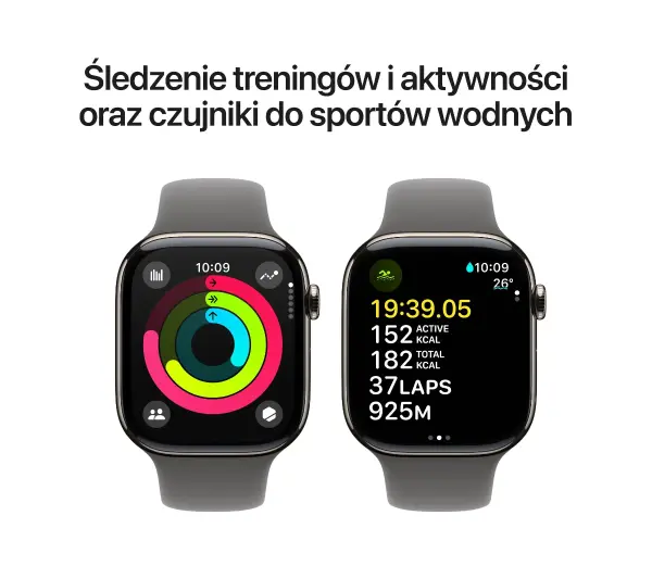 Apple Watch Series 10 GPS AI + Cellular AI 46mm z tytanu w kolorze naturalnym pasek sportowy górska szarość M/L - ⚡ EURO HIT CENOWY! ⚡ - Kup na Raty - RRSO 0%