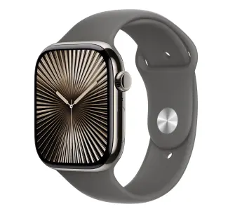 Smartwatch Apple Watch Series 10 GPS + Cellular 46mm z tytanu w kolorze naturalnym pasek sportowy górska szarość M/L