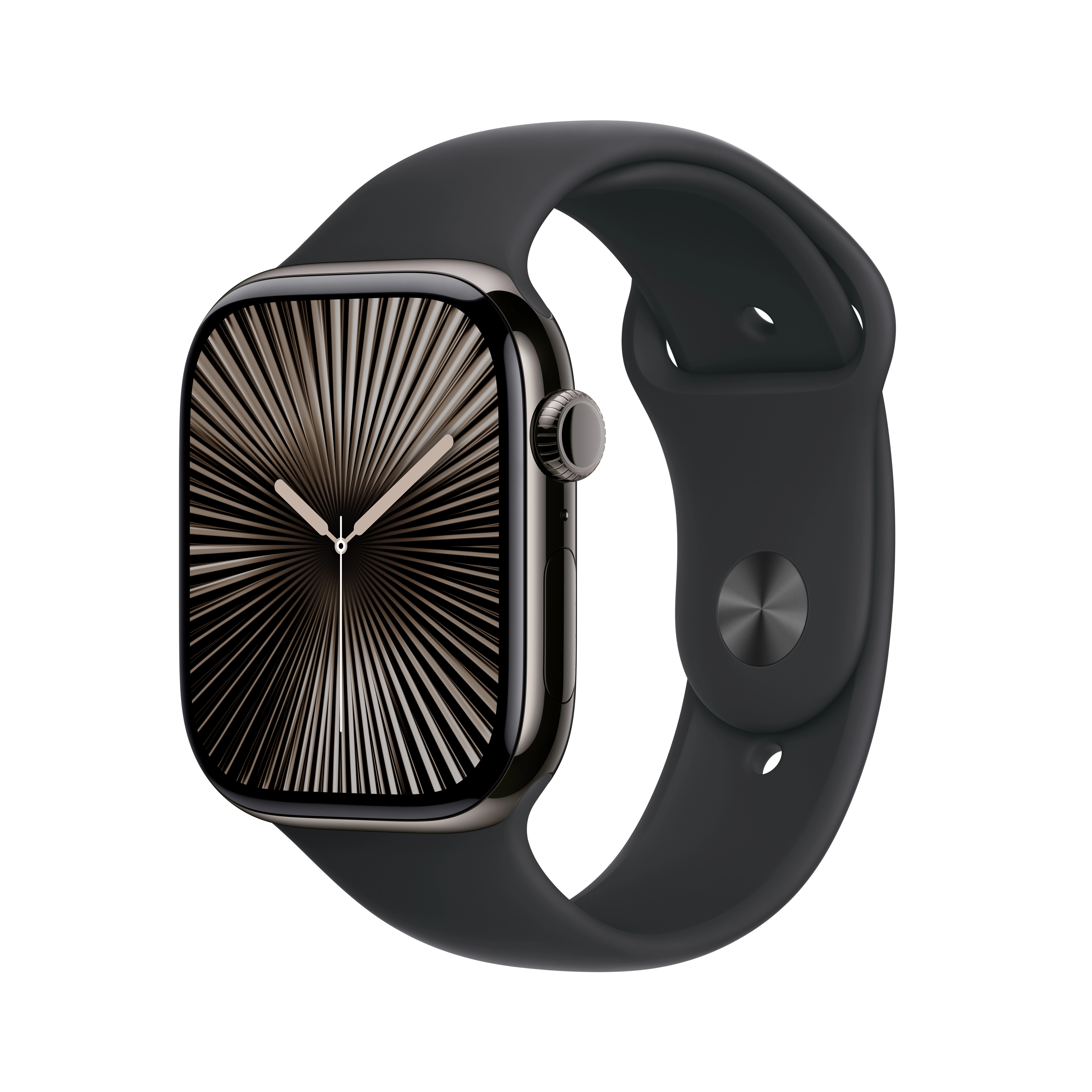 Apple Watch Series 10 GPS AI + Cellular AI 46mm tytan łupek pasek sportowy czarny S/M