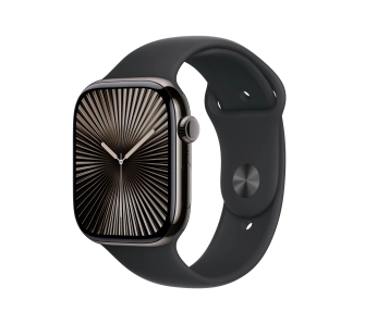 Apple Watch Series 10 GPS AI + Cellular AI koperta 42mm tytan łupek pasek sportowy czarny M/L