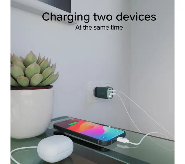 SBS LCD GaN PD30W USB-C USB-A Niebieski