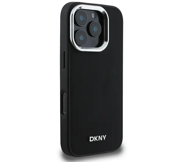 DKNY Plain Silver Logo MagSafe do iPhone 16 Pro Max Czarny