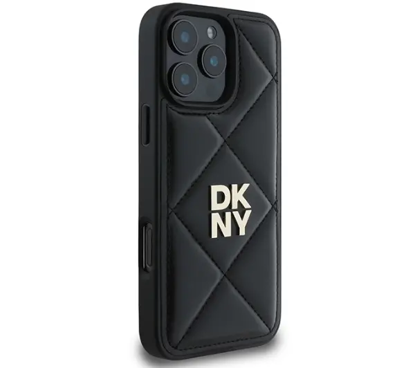 DKNY Quilted Stack Logo do iPhone 16 Pro Czarny