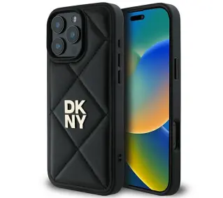 DKNY Quilted Stack Logo do iPhone 16 Pro Czarny
