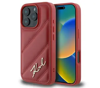 Karl Lagerfeld Quilted Signature do iPhone 16 Pro Czerwony