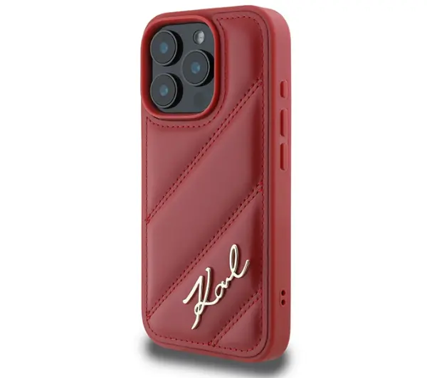 Karl Lagerfeld Quilted Signature do iPhone 16 Pro Czerwony