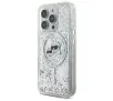 Ramka Karl Lagerfeld Liquid Glitter Karl&Choupette Head MagSafe do iPhone 16 Pro Przezroczysty