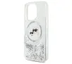 Ramka Karl Lagerfeld Liquid Glitter Karl&Choupette Head MagSafe do iPhone 16 Pro Przezroczysty