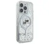 Ramka Karl Lagerfeld Liquid Glitter Karl&Choupette Head MagSafe do iPhone 16 Pro Przezroczysty