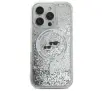 Ramka Karl Lagerfeld Liquid Glitter Karl&Choupette Head MagSafe do iPhone 16 Pro Przezroczysty