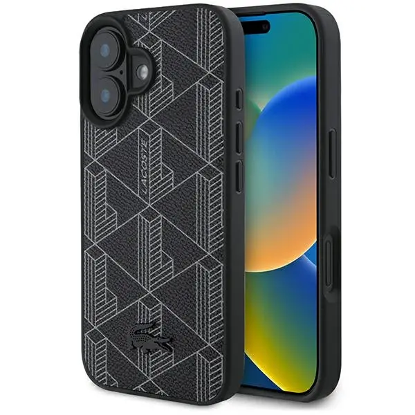 Etui Lacoste Blend Monogram MagSafe do iPhone 16 Czarny