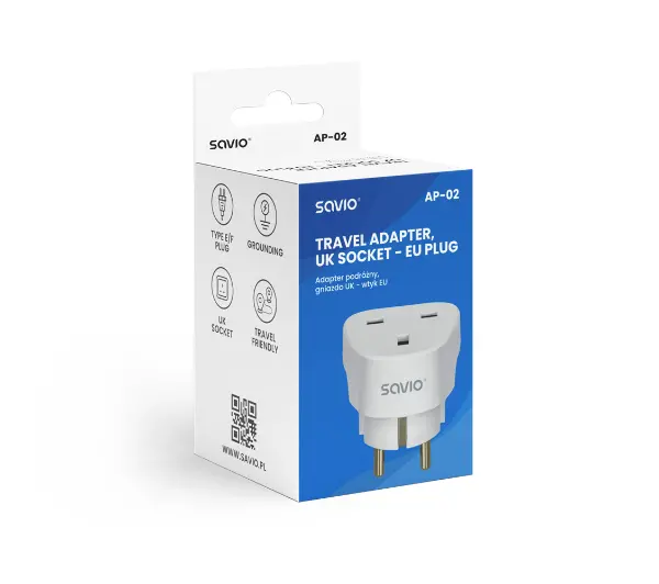 Savio AP-02 gniazdo UK - wtyk EU