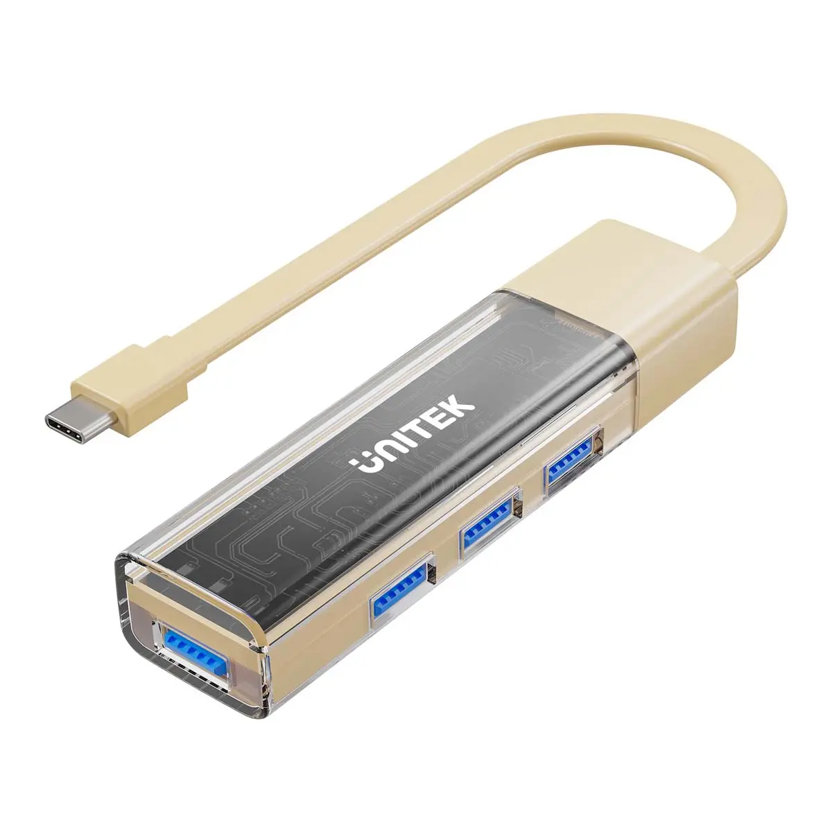 Hub USB Unitek H1319ACL01 USB C/USB A 5Gbps 4x USB A Kremowy