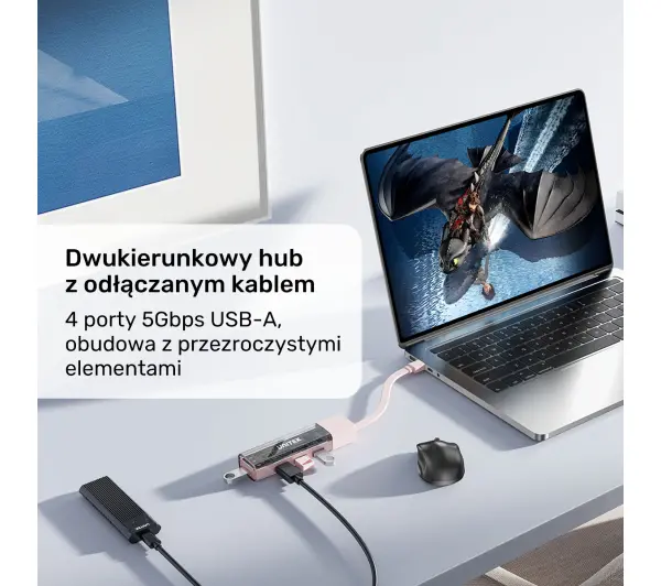 Unitek H1319ACL01 USB C/USB A 5Gbps 4x USB A Kremowy
