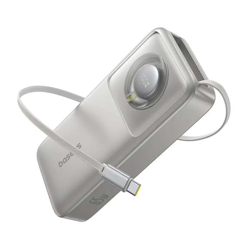 Powerbank Baseus Free2Pull 20000mAh 65W Wbudowany kabel Szary