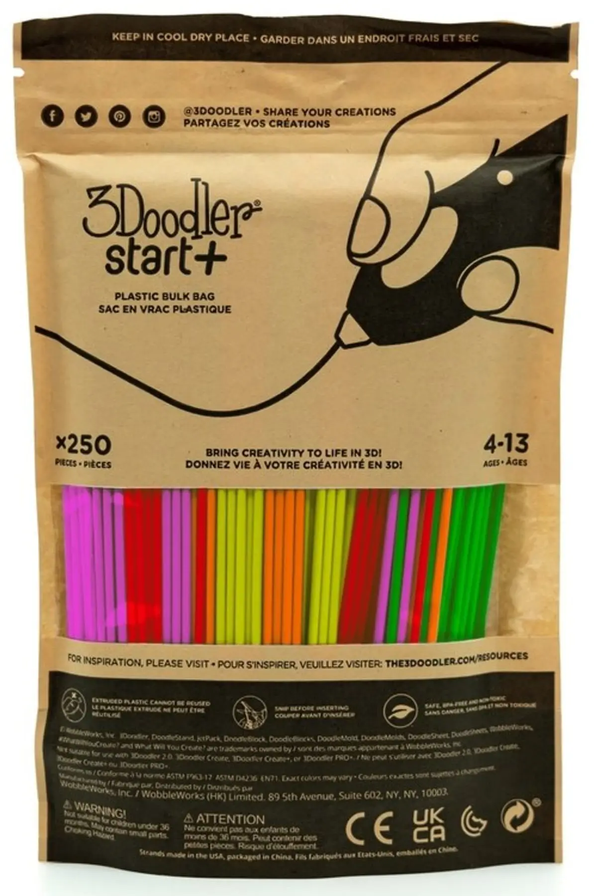 Filament 3Doodler 3DS-ECO-MIX3-250 do Start Plus 250szt. 5 kolorów Neon