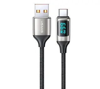 USAMS USB do USB-C LED 6A Fast Charging 1,2m Biały