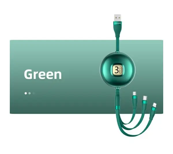 USAMS 3w1 USB do lightning/microUSB/USB-C 1m Zielony