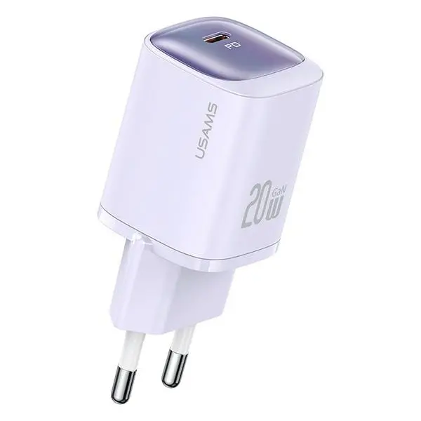 Ładowarka sieciowa USAMS 20W GaN USB-C Fast Charging HC Series Fioletowy