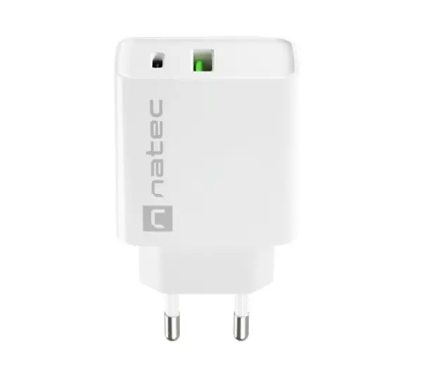 Natec Ribera 1x USB-A + 1x USB-C 20W Biały