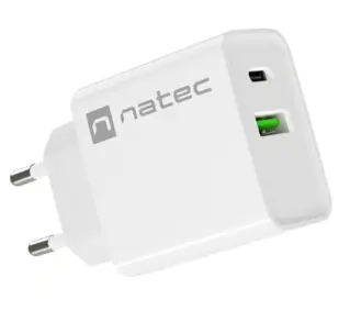 Natec Ribera 1x USB-A + 1x USB-C 20W Biały