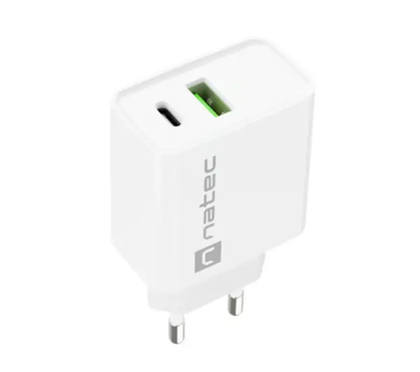 Natec Ribera 1x USB-A + 1x USB-C 20W Biały