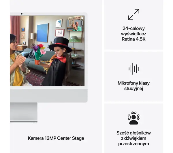 Apple iMac Retina 4.5K M4 10-rdzeni 23,5" 16GB RAM 256GB Dysk SSD macOS Srebrny - Kup na Raty - RRSO 0%