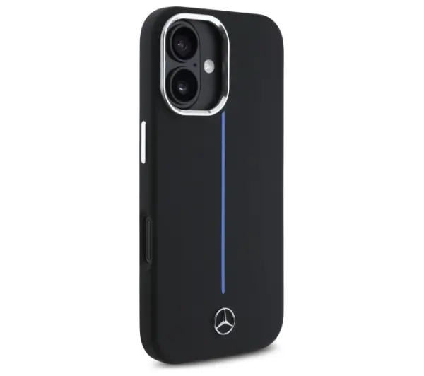 Mercedes-Benz Silicone Blue Stripe MagSafe do iPhone 16 Czarny