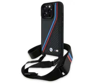 BMW M Edition Carbon Tricolor Lines & Strap do iPhone 16 Pro Max Czarny