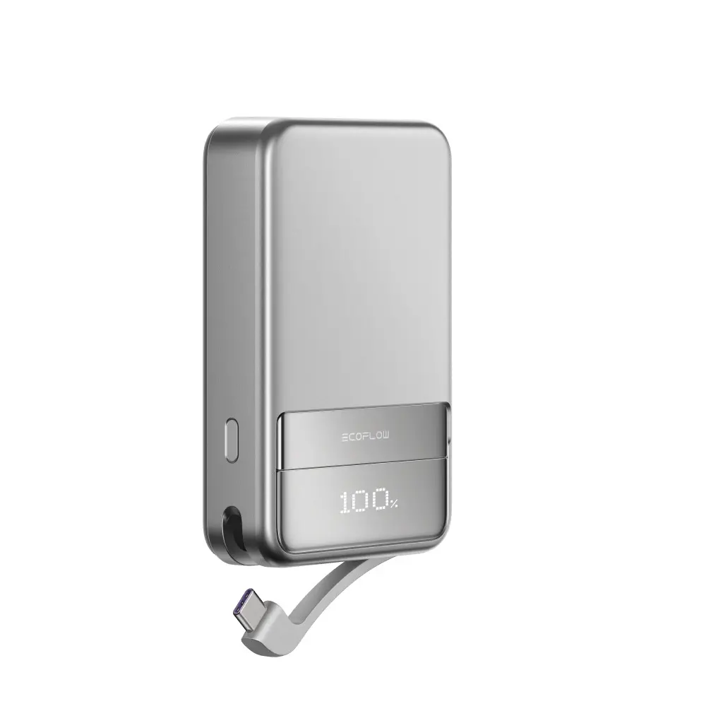 Фото Зовнішній акумулятор (павербанк) EcoFlow Rapid Magnetic 10000mAh 65W Silver (EF-RAPID10000-B-EU)