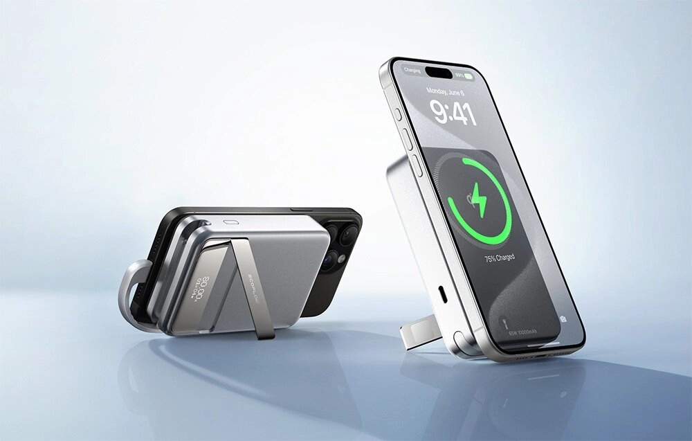 Фото Зовнішній акумулятор (павербанк) EcoFlow Rapid Magnetic 10000mAh 65W Silver (EF-RAPID10000-B-EU)