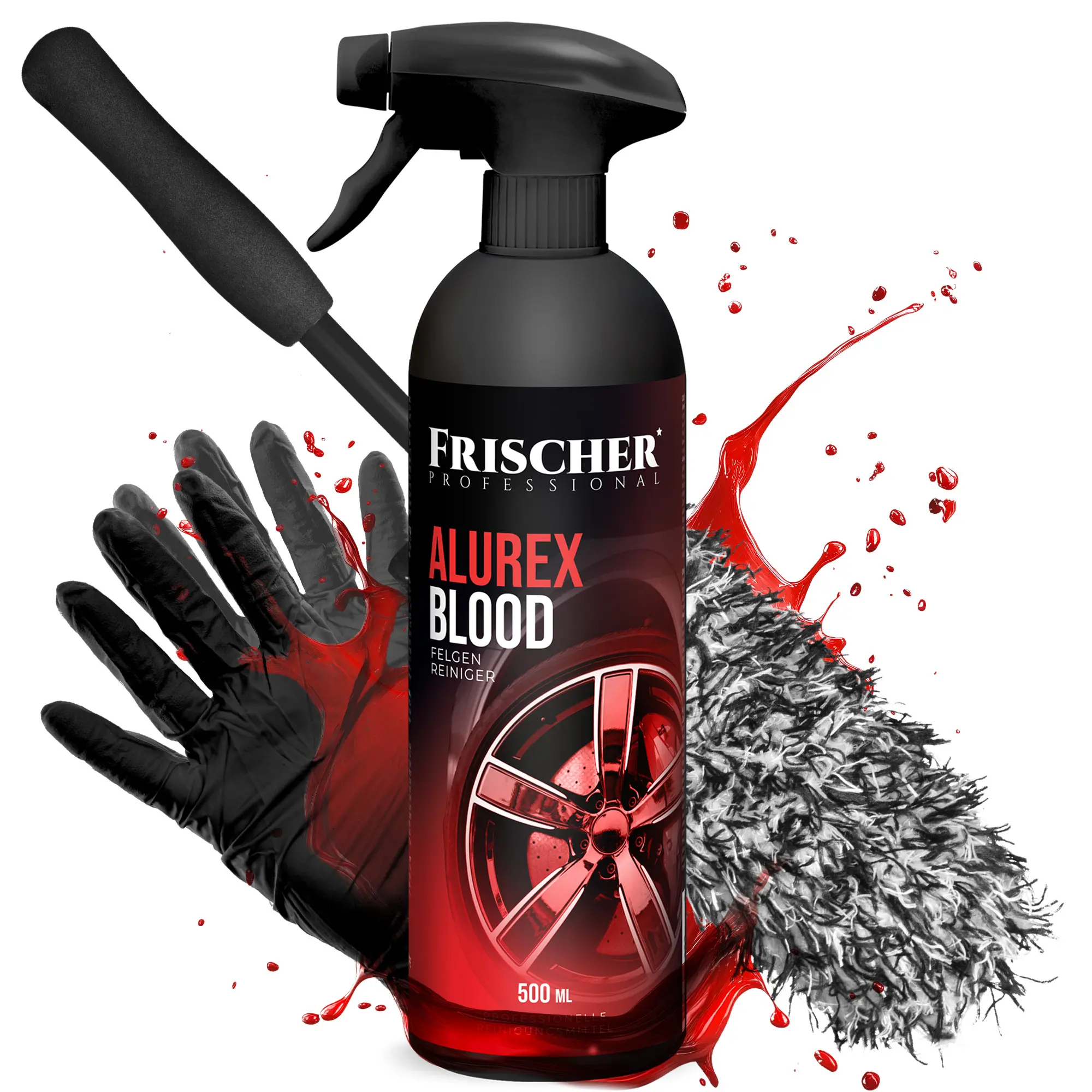 Zestaw akcesoriów samochodowych Frischer FR00147 krwawa felga 500ml + Szczotka + 2 rękawiczki