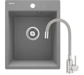 Zlewozmywak Deante Corio ZRCPS103 Szary metalik + bateria Szary