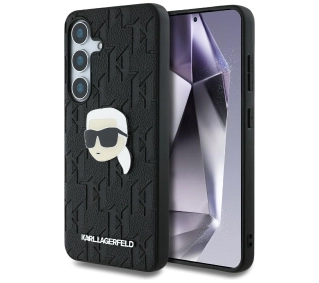Karl Lagerfeld Leather Monogram Pin Logo Karl Head do Galaxy S25 Czarny