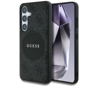 Etui Guess 4G Round Patch Classic Logo MagSafe do Galaxy S25 Czarny
