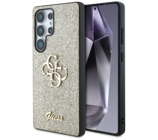 Guess Fixed Glitter Big 4G Metal Logo do Galaxy S25 Ultra Złoty