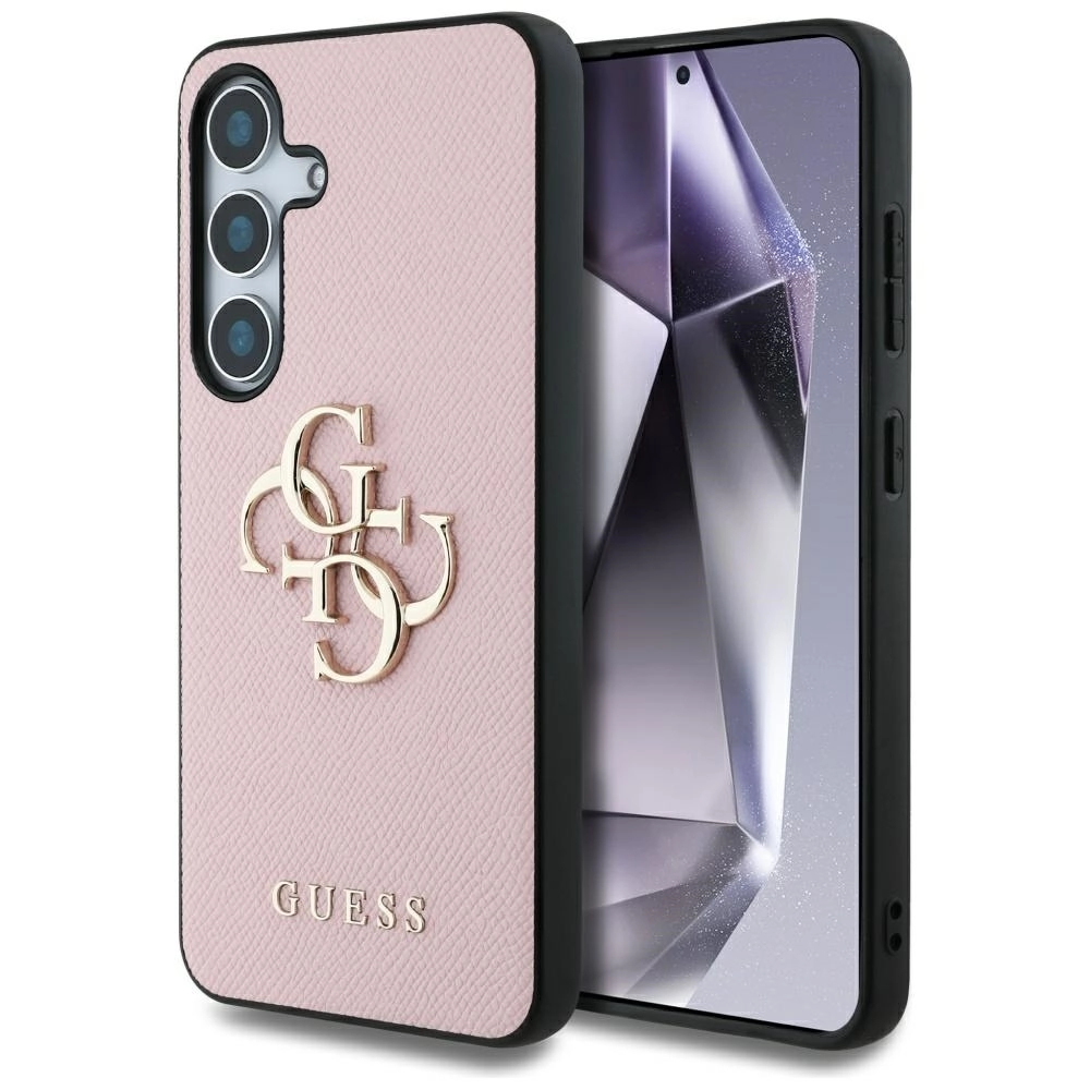 Etui Guess Grained Big 4G Logo Small Classic Logo do Galaxy S25 Różowy