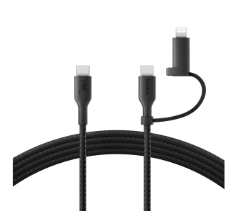 Kabel Belkin 2w1 USB-C do Lightning 60W 1,5m Czarny