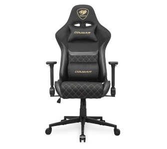 Fotel Cougar Armor One V2 Gold F Gamingowy 120kg Tkanina Czarno-złoty