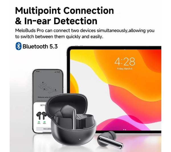 QCY MeloBuds Pro HT08 ANC Dokanałowe Bluetooth 5.3 Czarny