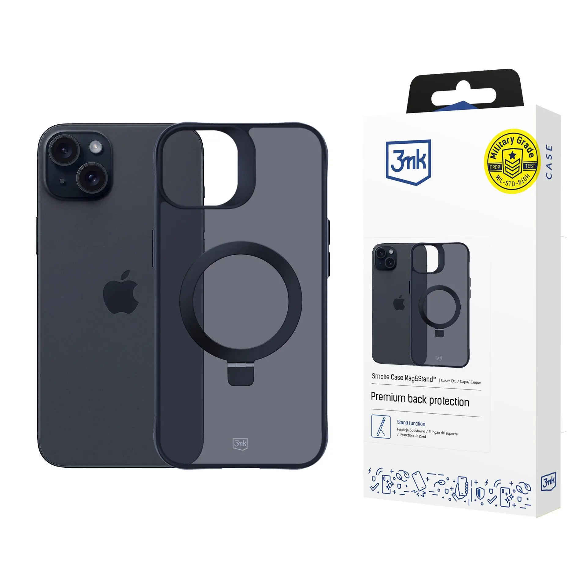 Etui 3mk Smoke Case MagStand do iPhone 15 Plus Czarny