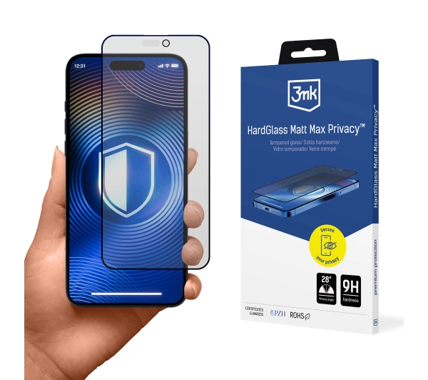 Фото - Захисне скло / плівка 3MK HardGlass Matt Max Privacy do iPhone 16 Pro 