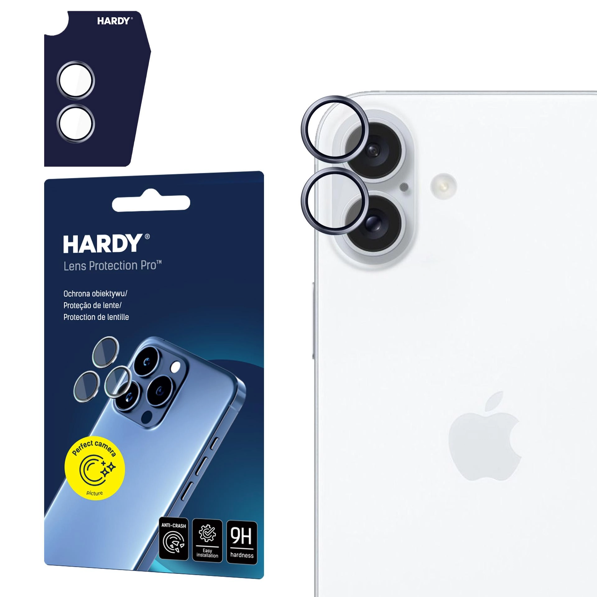 Szkło hartowane 3mk HARDY Lens Protection Pro Blue do iPhone 16 / 16 Plus