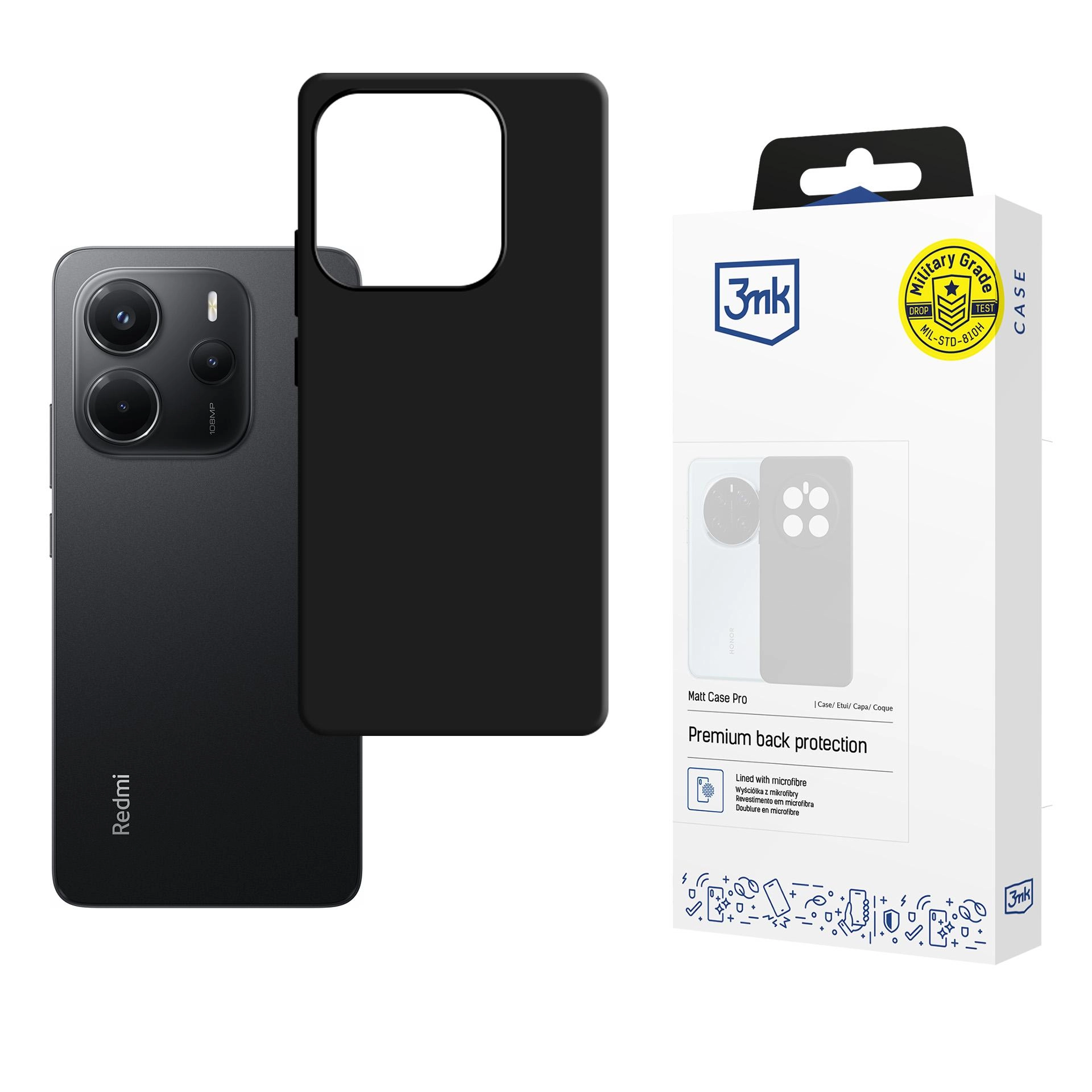 Etui 3mk Matt Case Pro do Redmi Note 14 5G Czarny