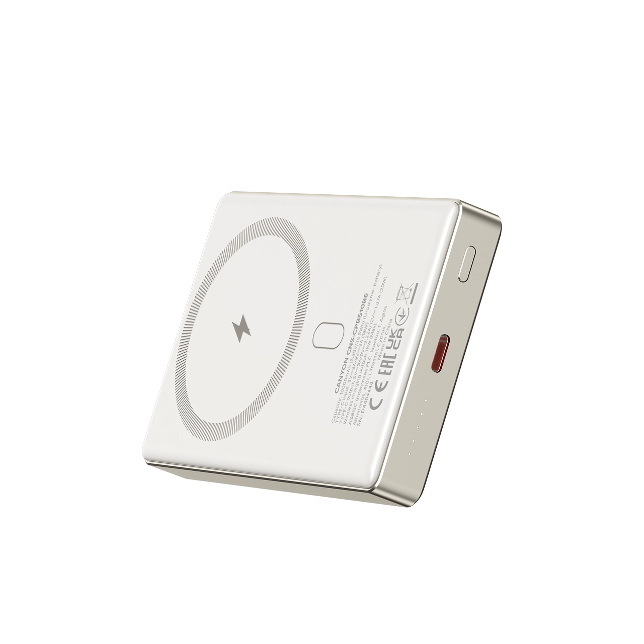 фото Зовнішній акумулятор (павербанк) Canyon OnPower 510 Slim Magsafe 10000mAh 20W Beige (CNS-CPB510BE)