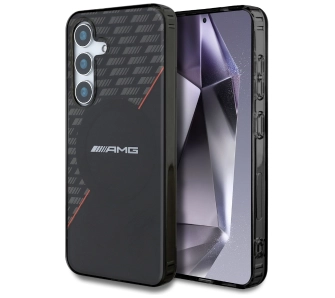 Etui Mercedes-Benz Double Layer Rhombs MagSafe do Galaxy S25 Czarno-czerwony
